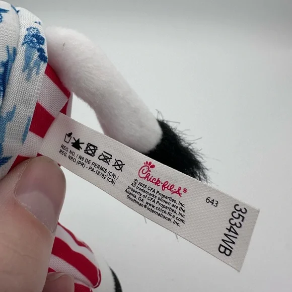 Chick-fil-A Summer 2025 Plush Cow Doll Toy Blue Tropical Island Shirt Cabana 7" - Picture 8 of 8